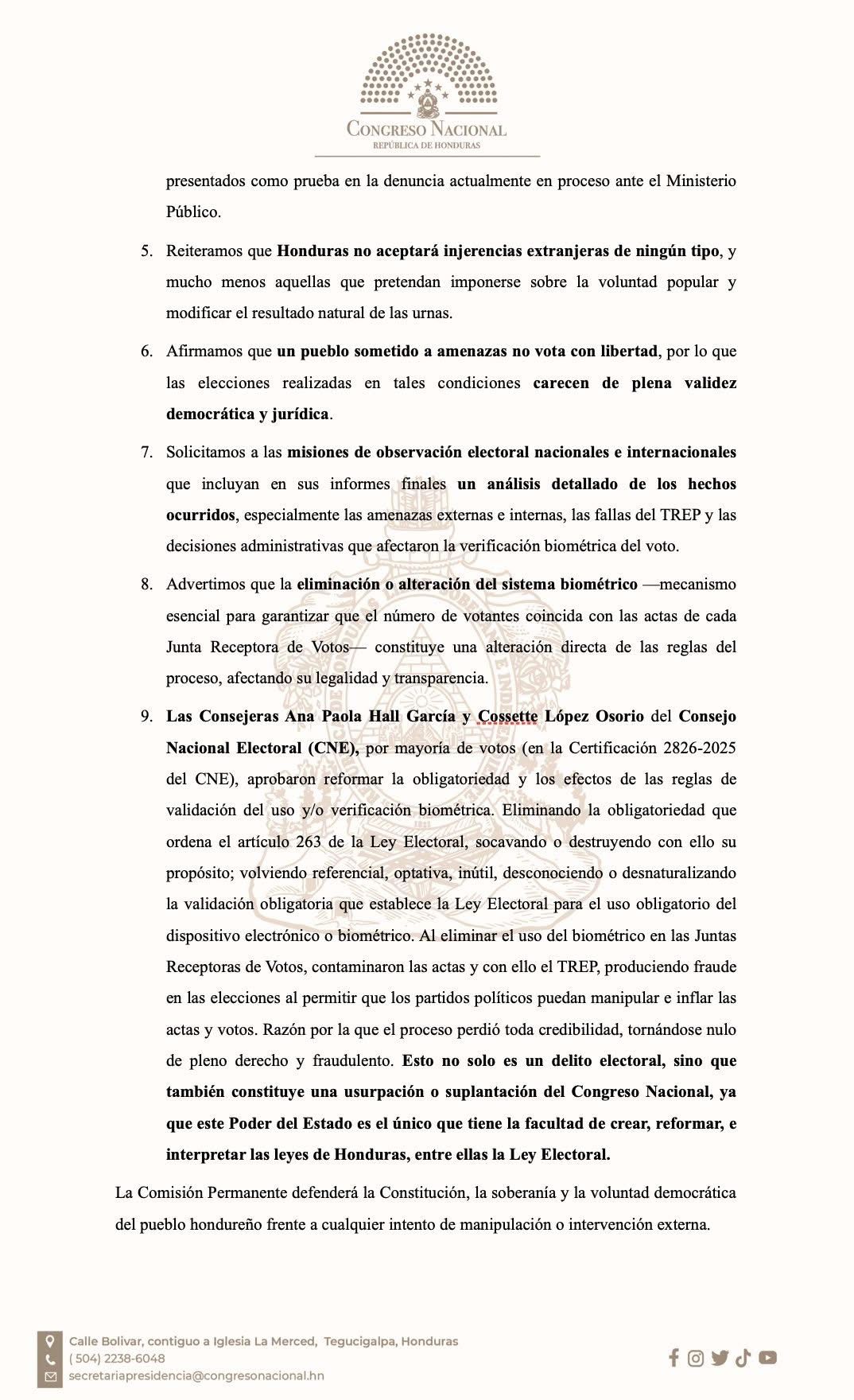 Comunicado Oficial de la Comisión Permanente 